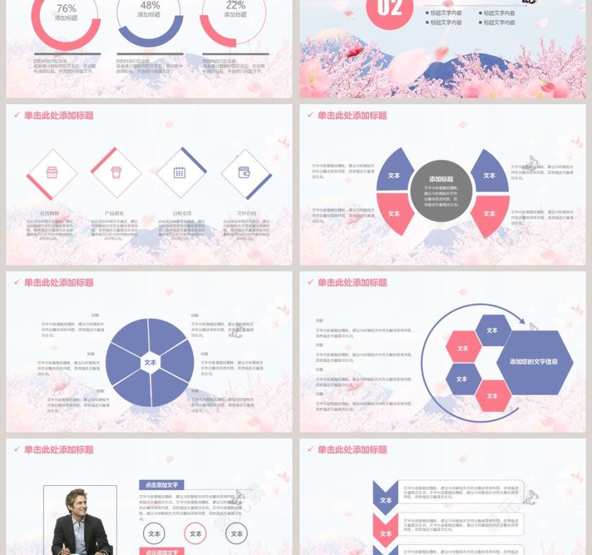 唯美樱花工作模板PPT第3张