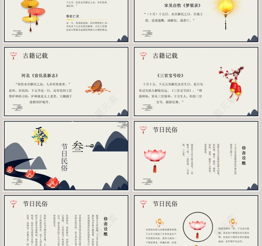 下元节祭祀祖先PPT模板第3张