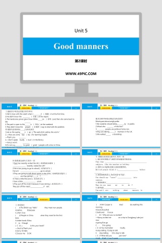 Good manners Unit 5 第 - 教育培训行业PPT模板