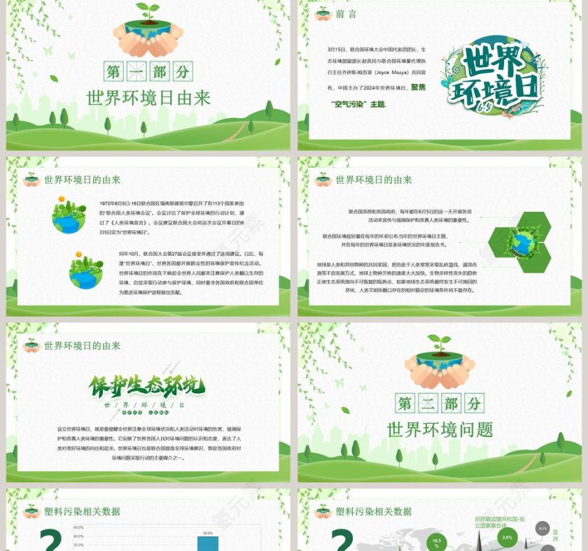 绿色环保世界环境日总结汇报PPT模板第2张