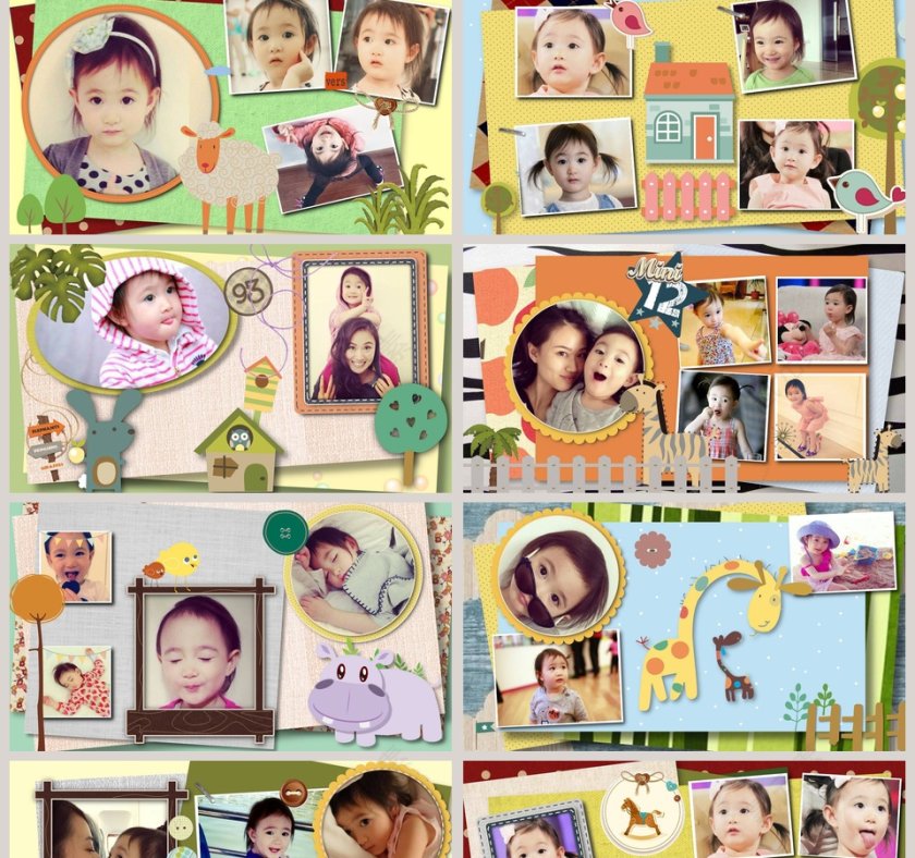 彩色简约卡通宝贝成长相册PPT第2张