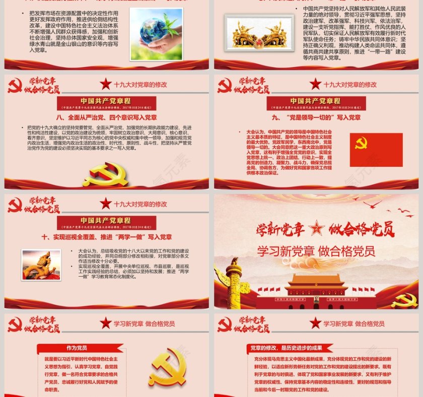 解读最新党章做合格党员PPT模板第3张