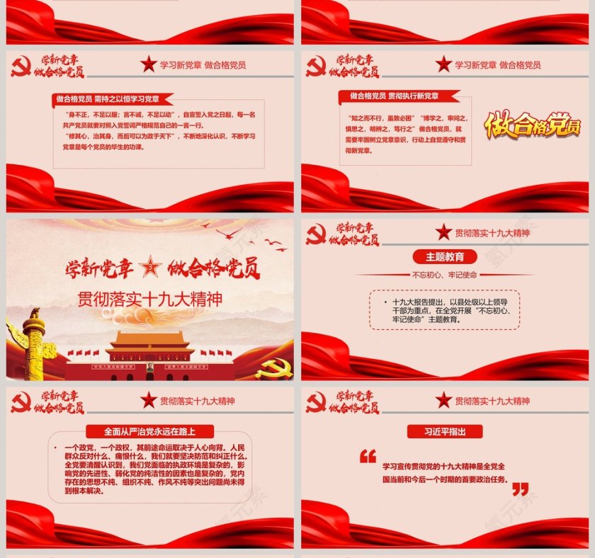 解读最新党章做合格党员PPT模板第4张