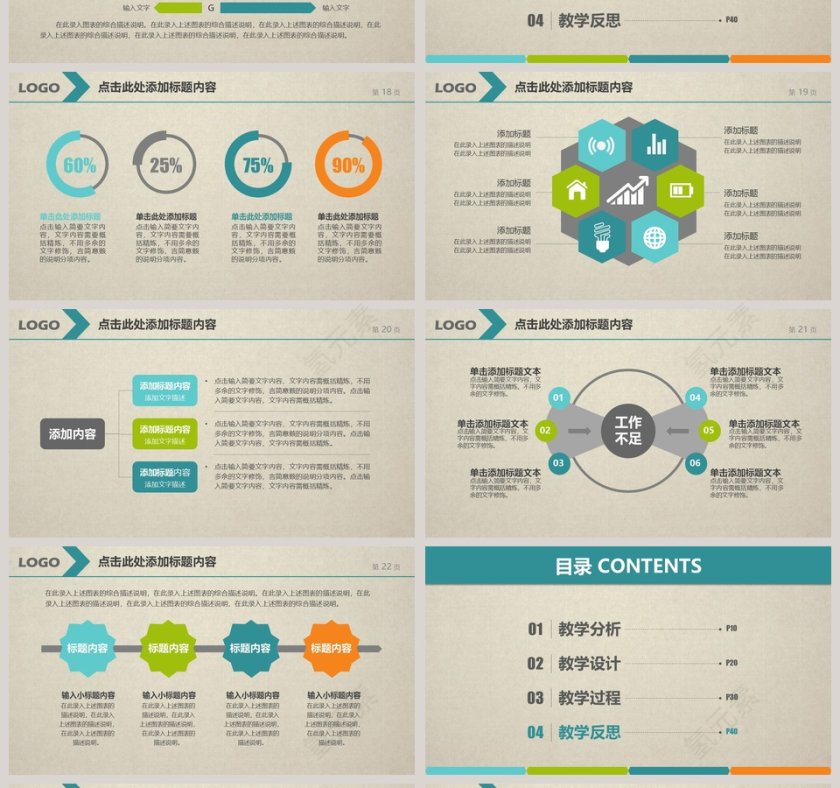 卡通小清新教学设计课件PPT模板第4张