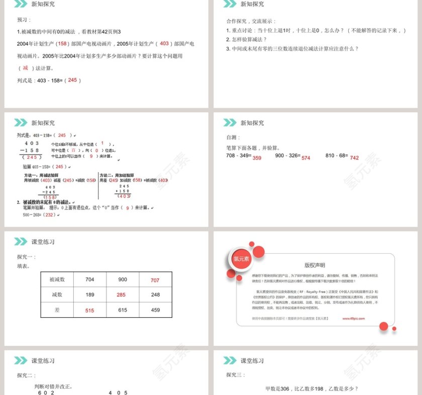 人教版小学数学三年级上册PPT模板第2张