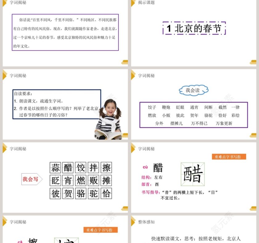 部编版六年级语文下册北京的春节语文课件PPT第2张
