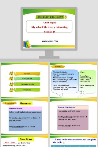 Unit5 Topic3-My school life is very interesting教学ppt课件