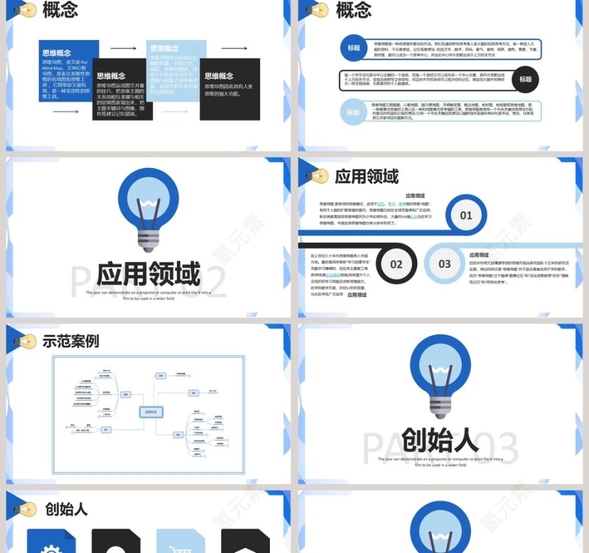 简约清新商务思维导图PPT模板第2张