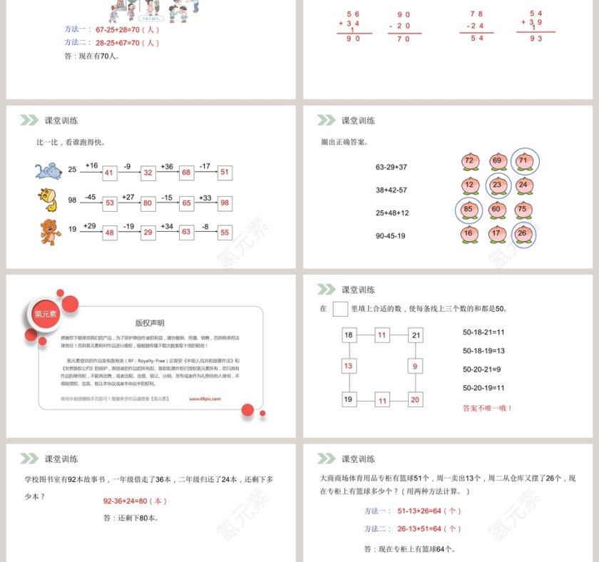 人教版小学数学二年级上册PPT模板第3张