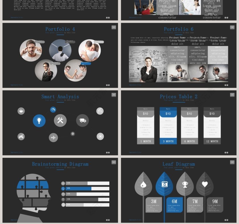   欧美经典商务时尚工作总结PPT模板第7张