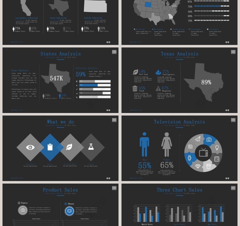   欧美经典商务时尚工作总结PPT模板第9张