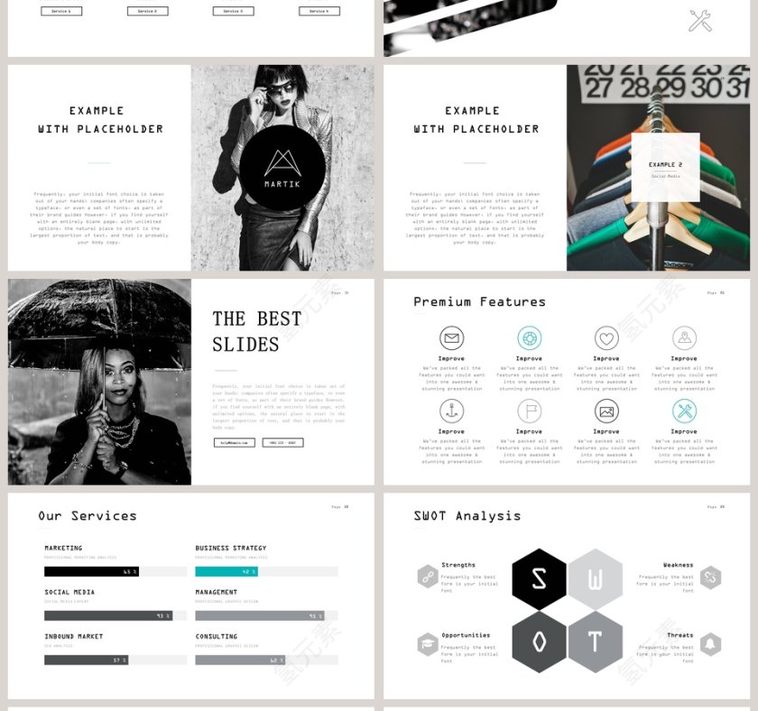 欧美经典商务时尚工作总结PPT模板第4张