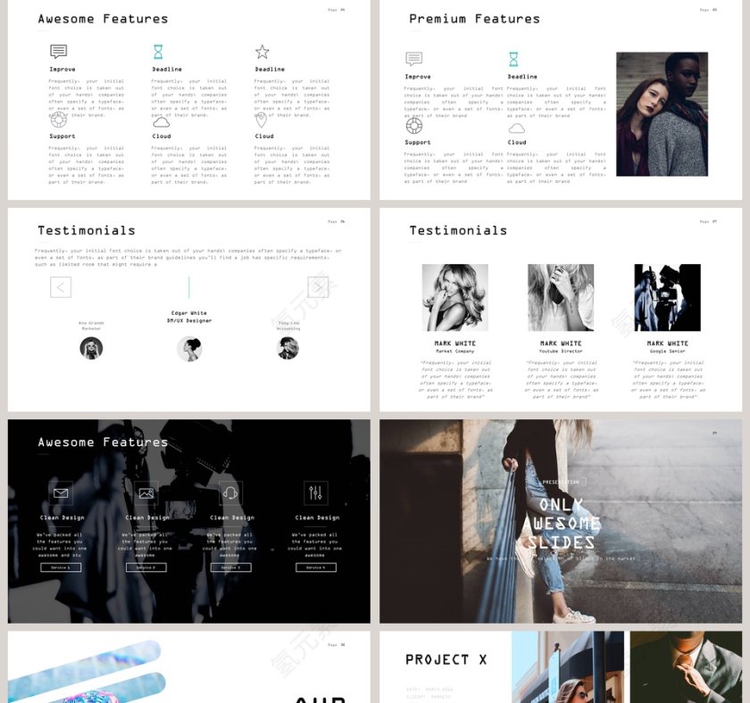 欧美经典商务时尚工作总结PPT模板第5张