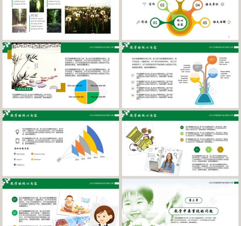 初中语文教学教师说课PPT模板第3张