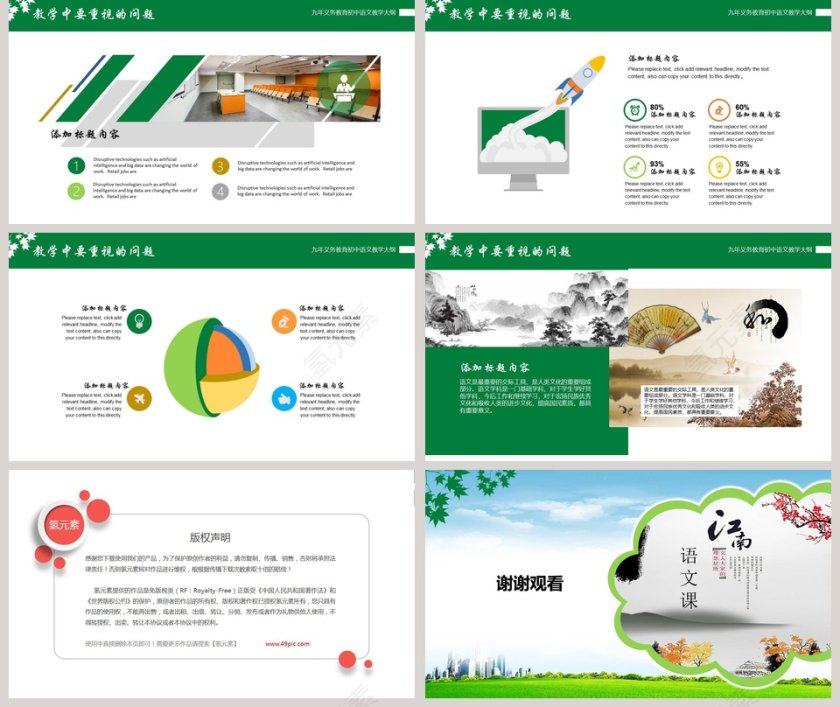 初中语文教学教师说课PPT模板第5张