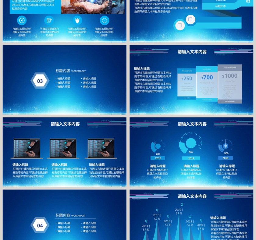 蓝色大气互联网电子网络安全商务汇报模板 第3张