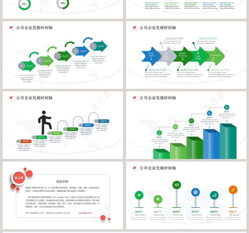 企业发生历程时间轴图表PPT模板 第4张