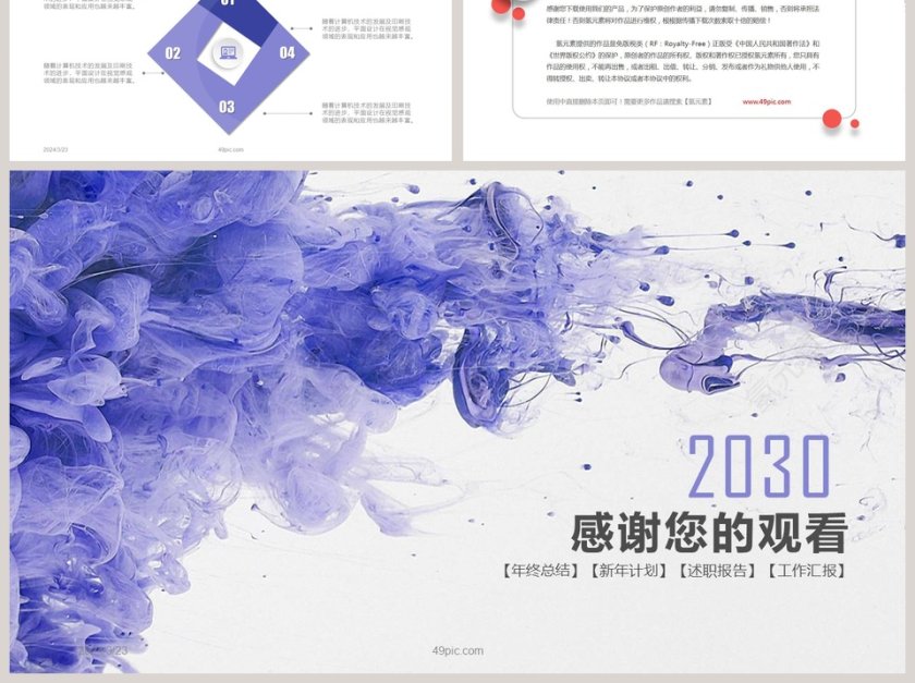 创意蓝色烟雾计划总结汇报PPT模板第6张