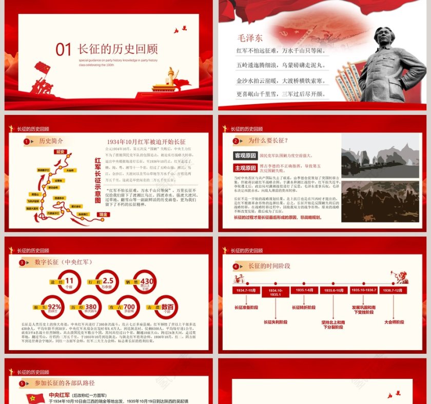 长征精神永放光芒纪念建党暨长征胜利专题党课PPT模板第2张