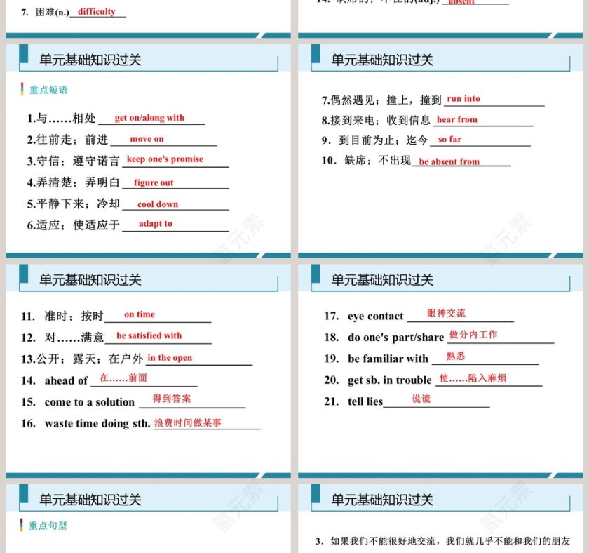 单元基础知识过关教学ppt课件第2张