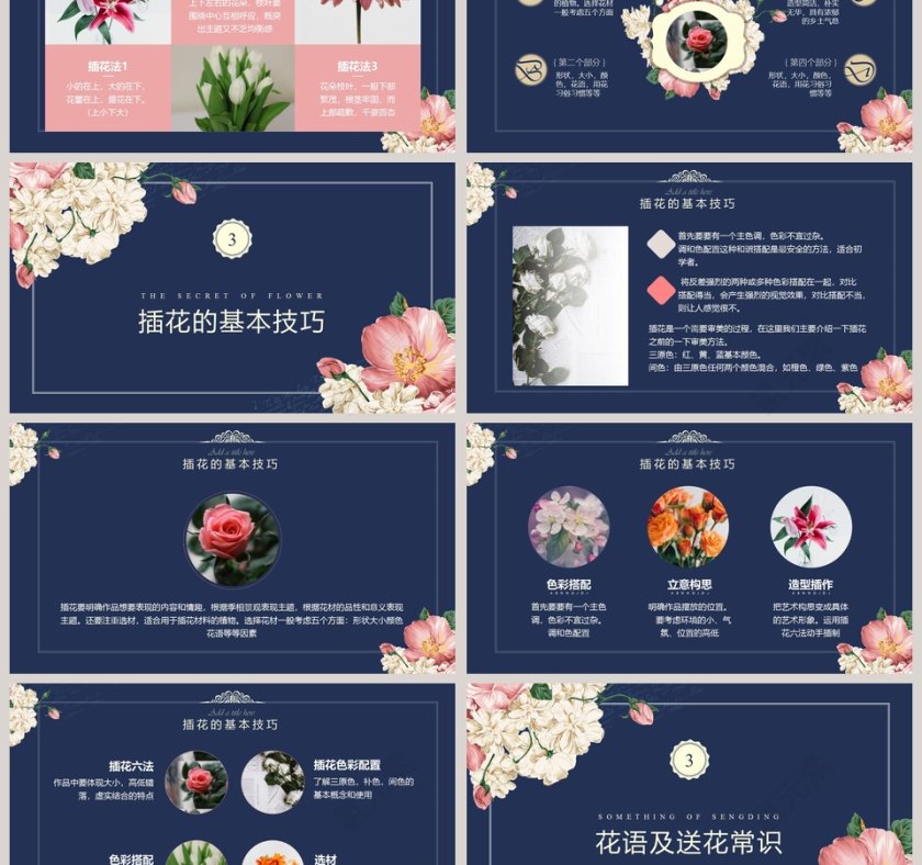 蓝色大气插花基础培训PPT第3张