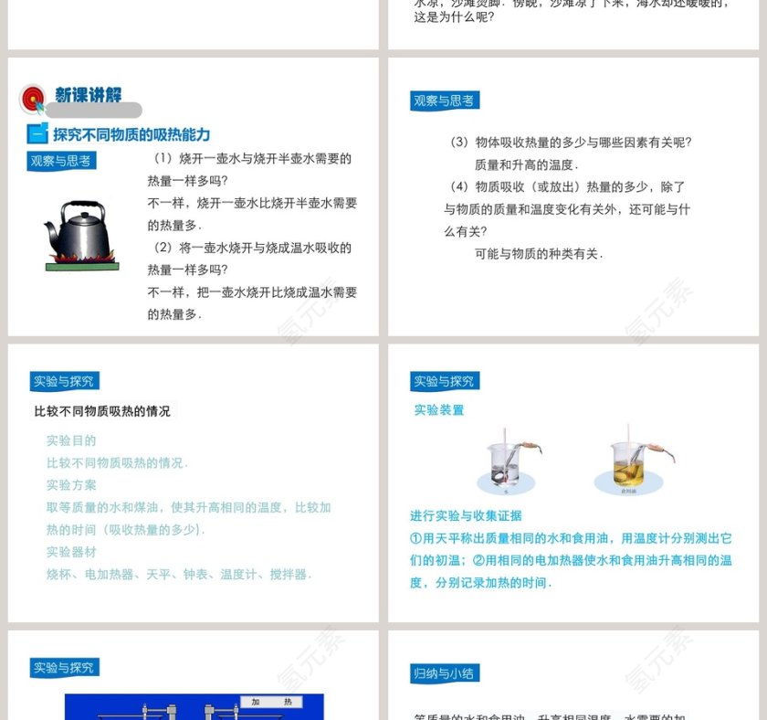 探究物质的比热容第十章机械能内能及其转化PPT模板第2张