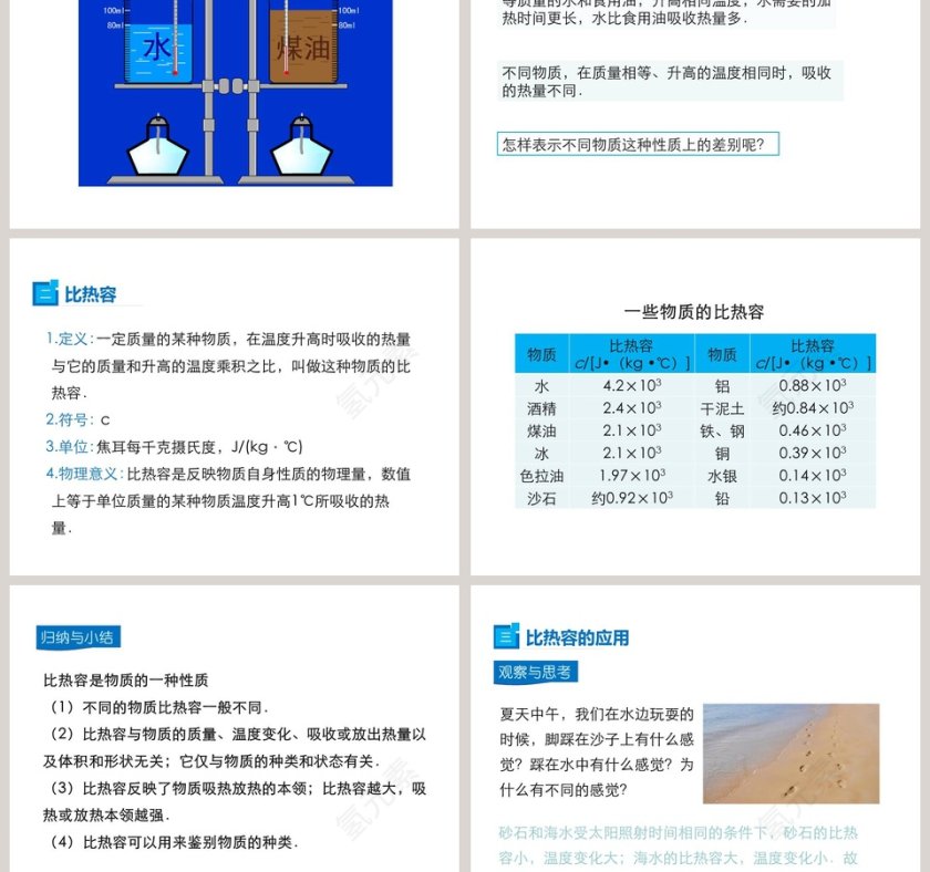 探究物质的比热容第十章机械能内能及其转化PPT模板第3张
