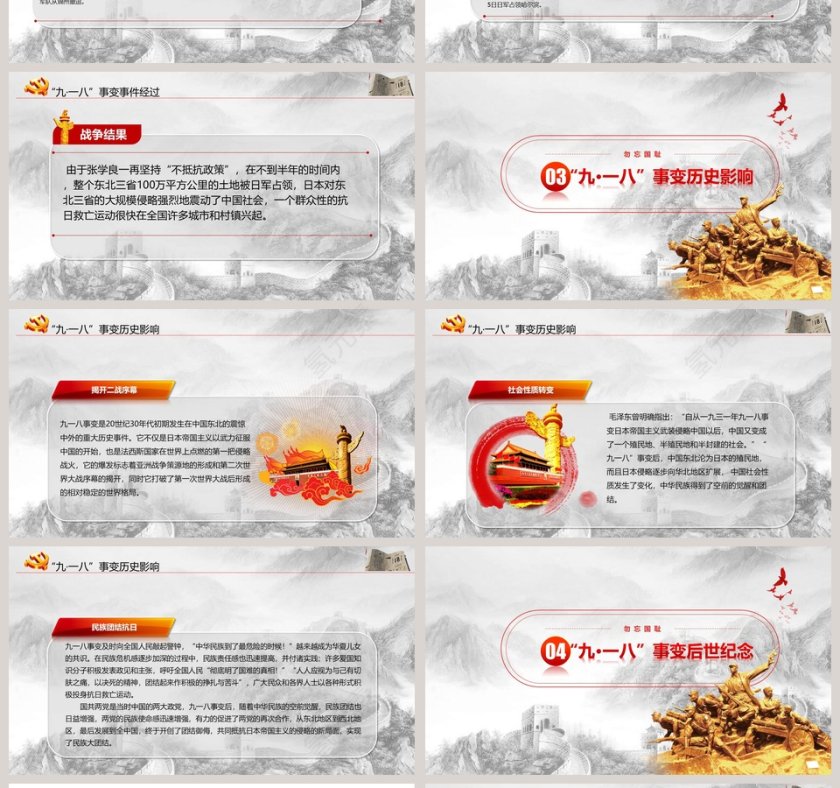 勿忘国耻九一八事变88周年纪念PPT模板  第4张