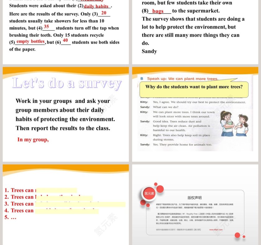创建《Integrated skillsUnit 8  A green world》环保主题PPT模板的最佳实践第3张