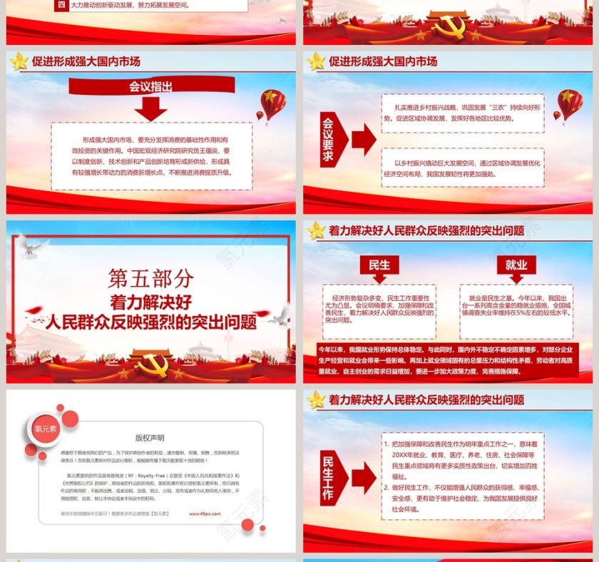中国风红色中央政治局会议传递2019年经济工作五大信号PPT第4张