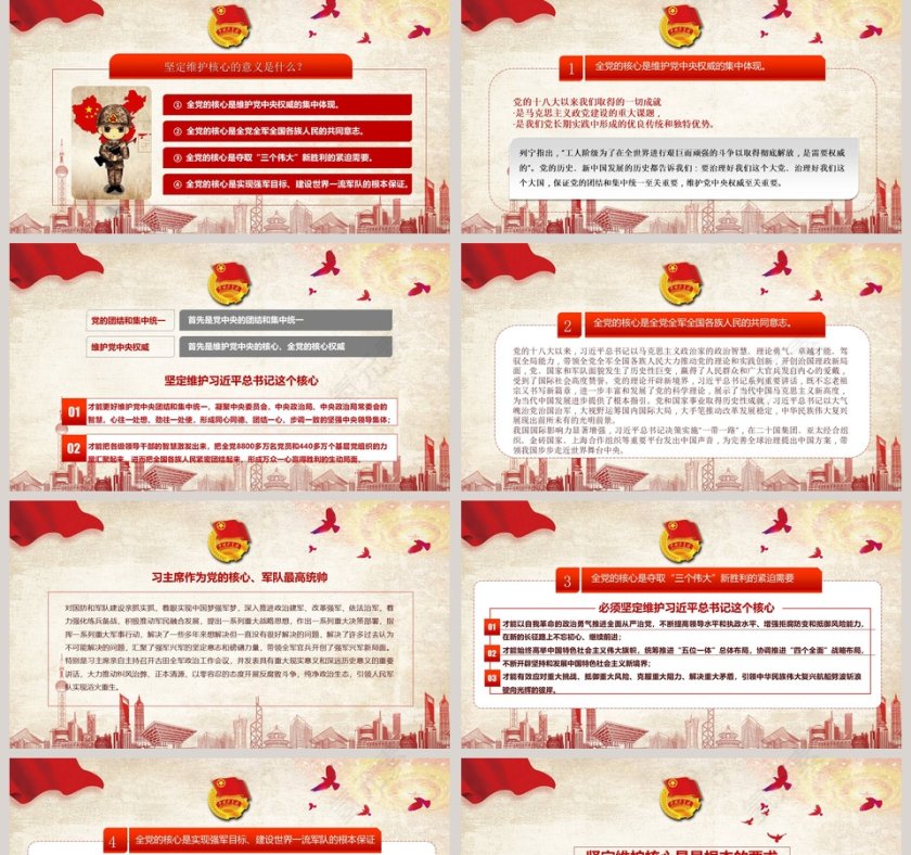 维护核心对党忠诚听党指挥PPT模板第2张