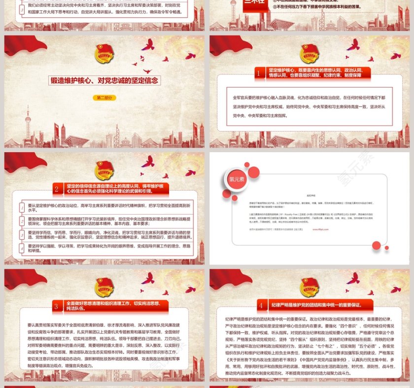 维护核心对党忠诚听党指挥PPT模板第4张