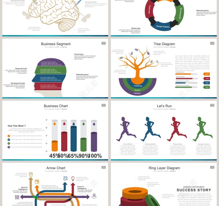 购物目标灯泡可视化图表集PPT模板第3张
