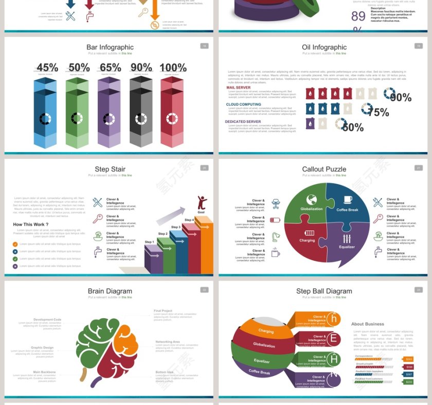 购物目标灯泡可视化图表集PPT模板第4张