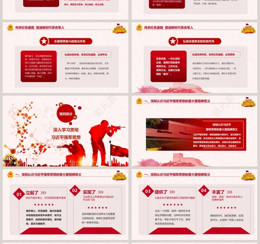 传承红色基因担当强军重任对党忠诚听党指挥PPT模板第4张