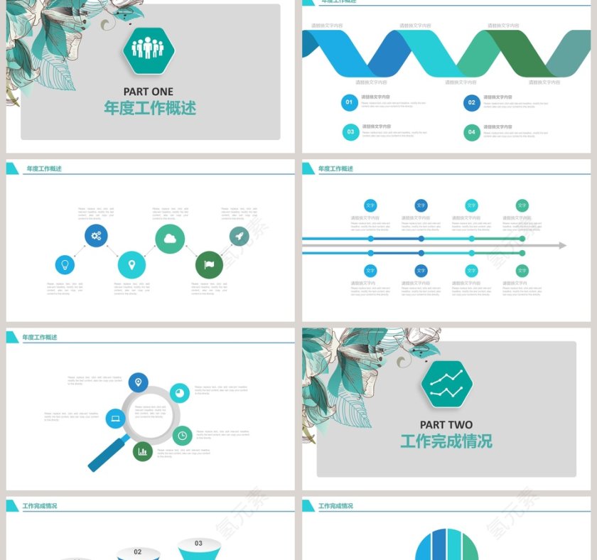 水彩小清新年中总结工作汇报PPT模...第2张