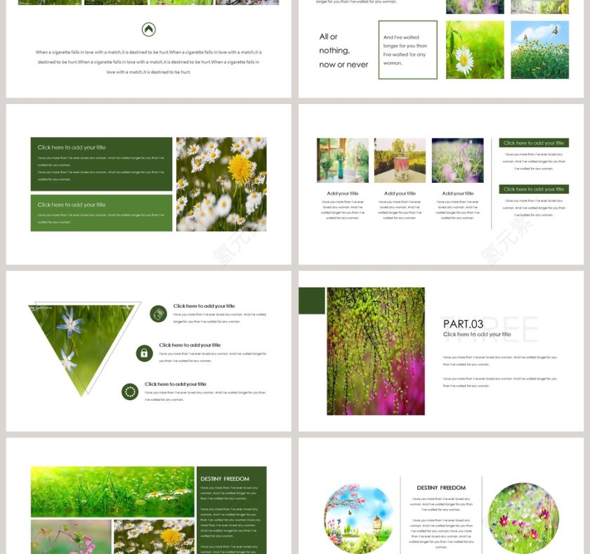 清爽小清新风格你好四月ppt模板第3张