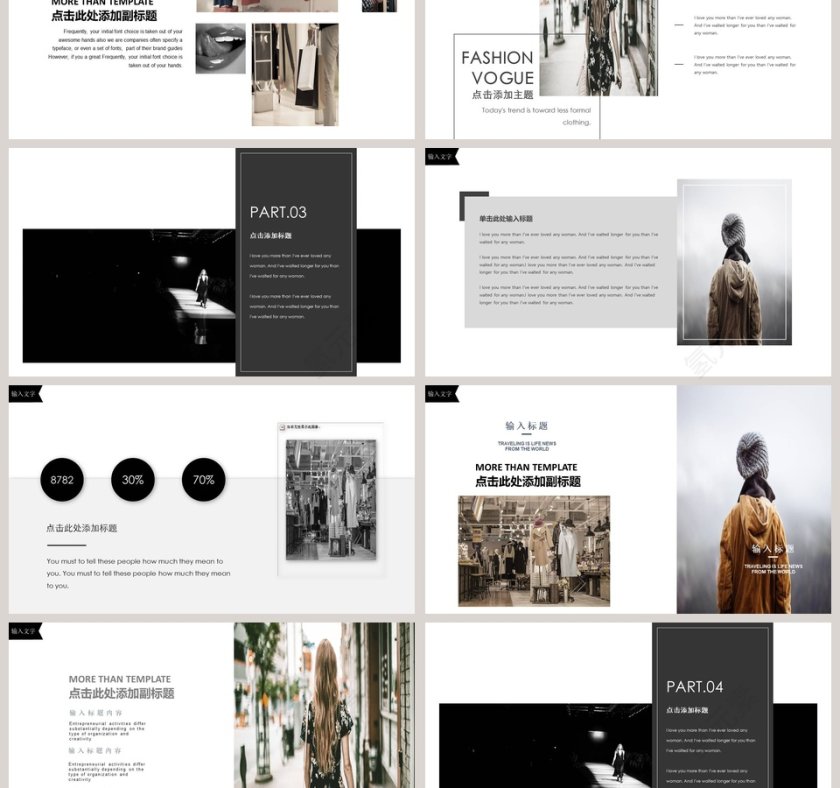 黑色大气欧美风时尚服装宣传PPT模板第3张