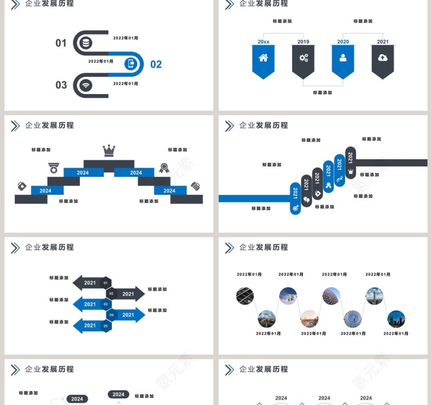高端大气商务风发展历程时间轴PPT模板第2张