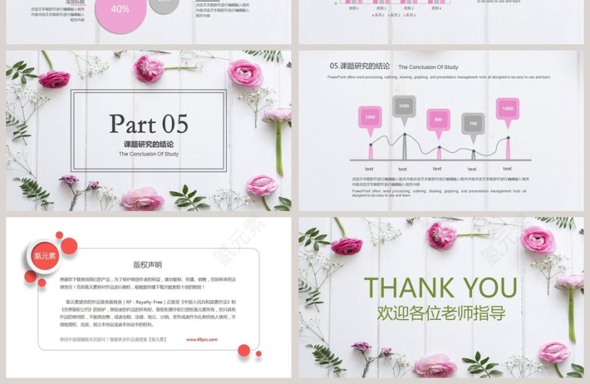 清新唯美答辩汇报模板第4张