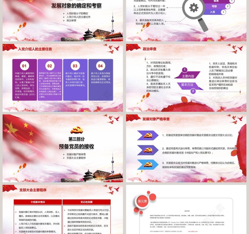  党支部党员发展入党培训流程ppt模板幻灯片入党培训PPT第3张