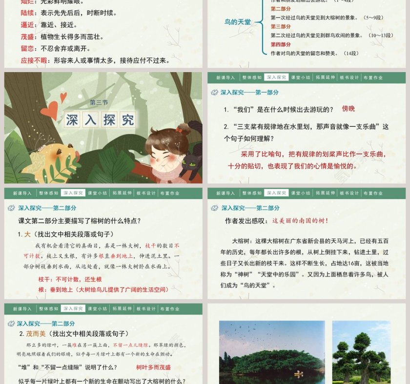 课文解析人教部编版小学语文四年级上册鸟的天堂语文课件PPT第3张