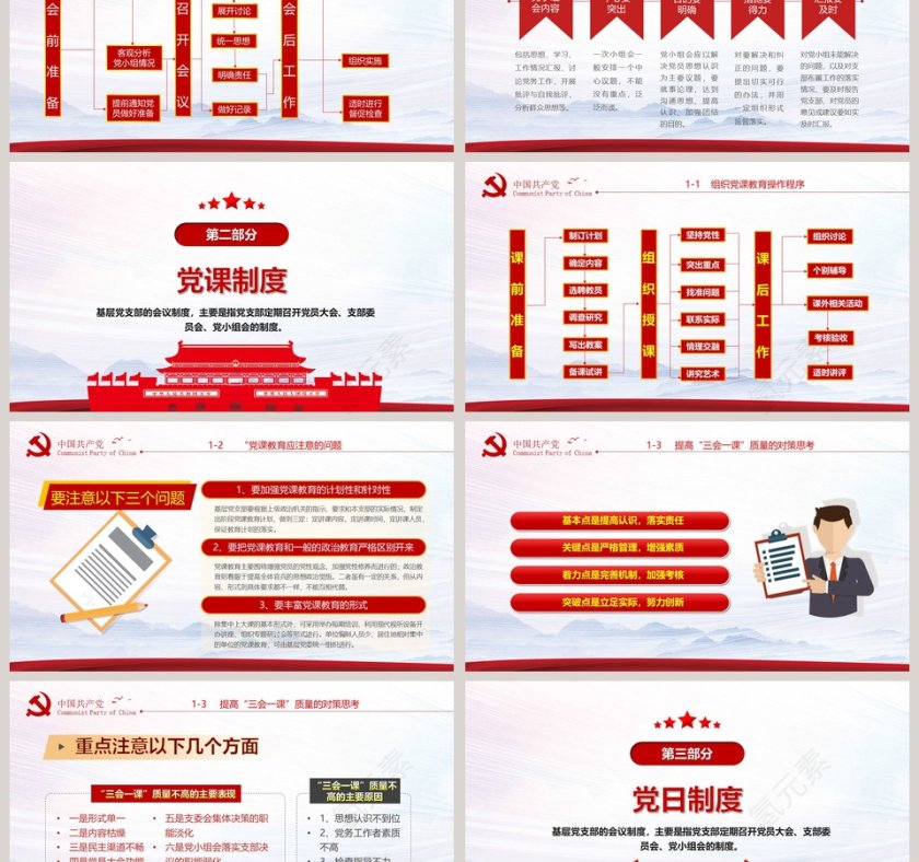 党支部七项组织生活制度PPT模板第3张