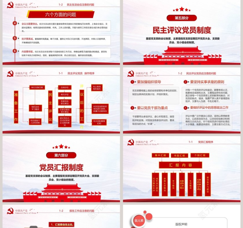 党支部七项组织生活制度PPT模板第5张