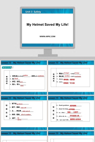 My Helmet Saved My Life-Unit 3 Safety PPT模板