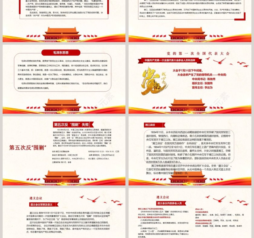 大气建党98周年党的光辉历程工作报告PPT模板第3张