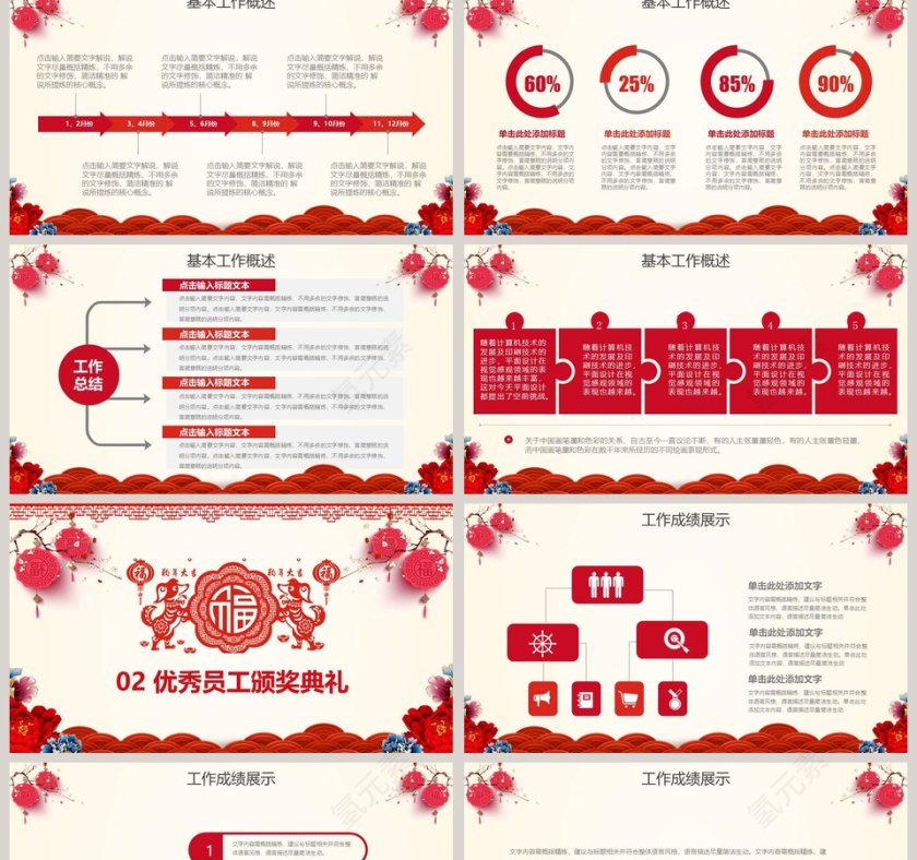 2019国风喜庆年会颁奖总结PPT第2张