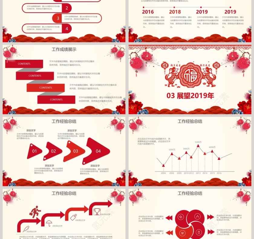 2019国风喜庆年会颁奖总结PPT第3张