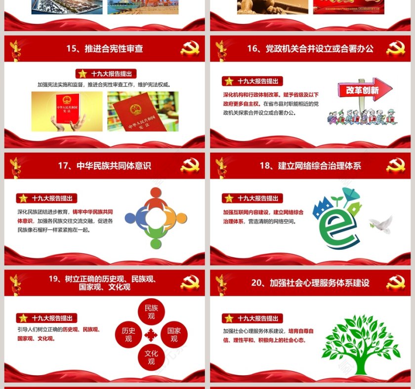 十九大报告40个新提法新举措党徽PPT第4张