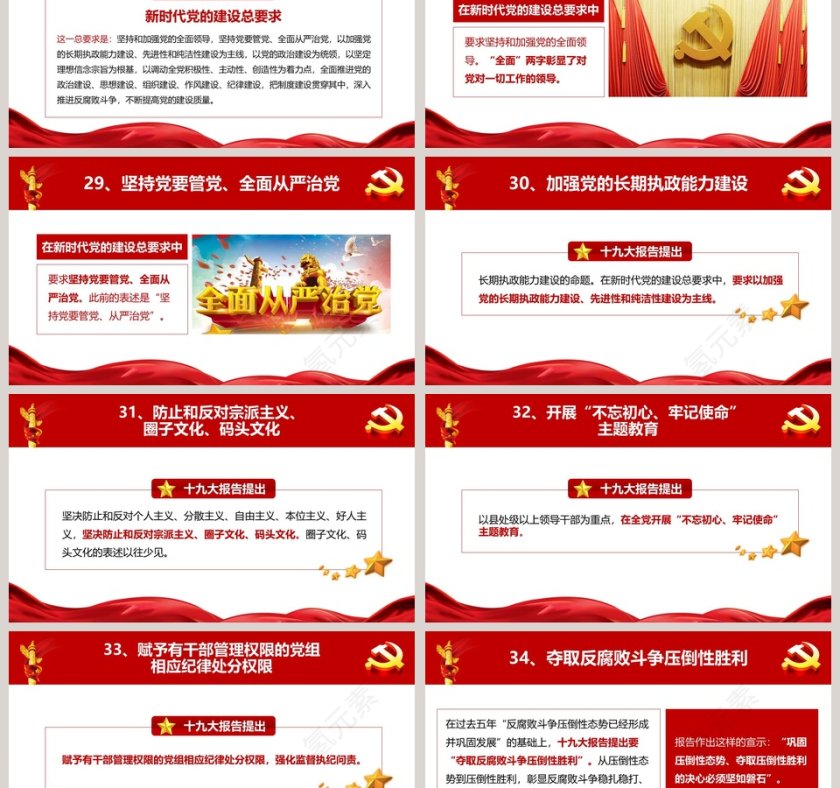 十九大报告40个新提法新举措党徽PPT第6张